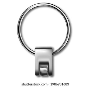 Holder trinket isolated on white background. Reallistic template metal keychain set. Trinket keyring, keyholder and breloque illustration.