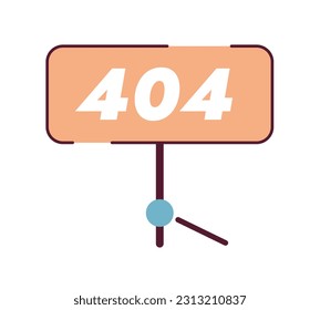 Holding 404 de la ilustración de estado vacío del vector de error. Página modificable no encontrada para UX, diseño de interfaz de usuario. Reparar el trabajo. Error de sitio aislado objeto de dibujo plano sobre blanco. Mensaje de flash de error para el sitio web, aplicación