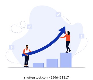 Sosteniendo la ilustración de concepto de flecha. Conveniente para la página de aterrizaje, ui, Web, tarjeta de introducción del App, editorial, volante, y Anuncio.