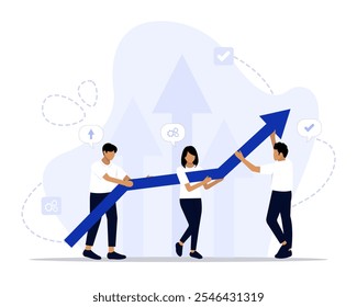 Sosteniendo la ilustración de concepto de flecha. Conveniente para la página de aterrizaje, ui, Web, tarjeta de introducción del App, editorial, volante, y Anuncio.