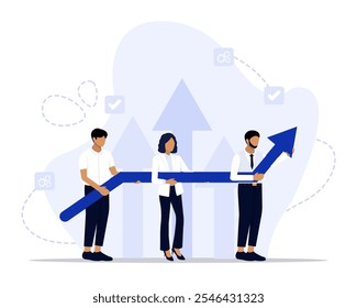 Sosteniendo la ilustración de concepto de flecha. Conveniente para la página de aterrizaje, ui, Web, tarjeta de introducción del App, editorial, volante, y Anuncio.