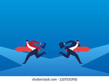 Holding an arrow running in the opposite direction