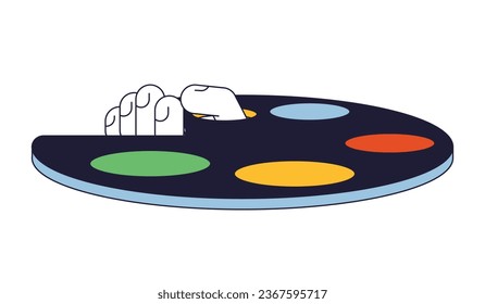 Holding artist color palette flat line color isolated vector object. Editable clip art image on white background. Simple outline cartoon spot illustration for web design
