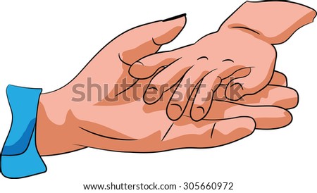 holding an baby hand