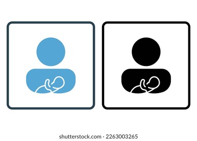 Holding baby icon. icon related to baby care. Solid icon style. Simple vector design editable