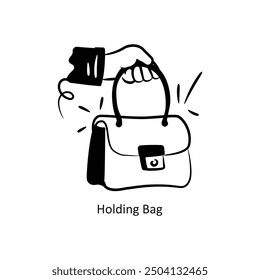 Holding Bag vector outlineStyle Design Vector Stock illustration. 
