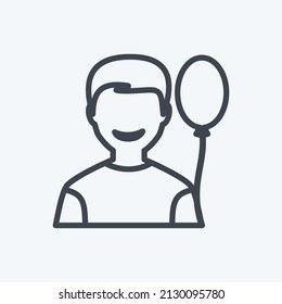 Holding balloons Icon in trendy line style isolated on soft blue background