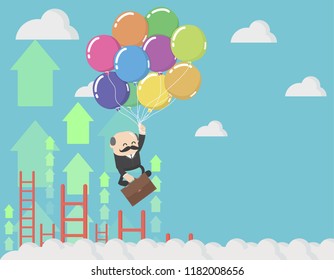 holding balloons up in the sky