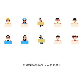 Holding Banner Character Element Set