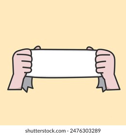 Halten eines Banner-Aufkleber Vektorgrafik Nette Illustration
