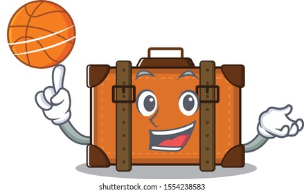 holding basketball cute suitcase with the cartoon shape