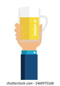 holding a beer in hand / flat vector illustration