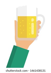 holding a beer in hand / flat vector illustration