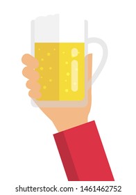 holding a beer in hand / flat vector illustration