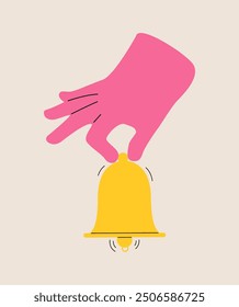 Holding bell in hand. Notification concept. Colorful vector illustration 

