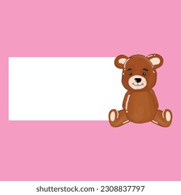 holding blank invitation with watercolor teddy bear