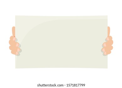 Holding blank placard flat vector illustration. 