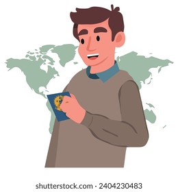 holding a Brazilian passport. vector illustration.