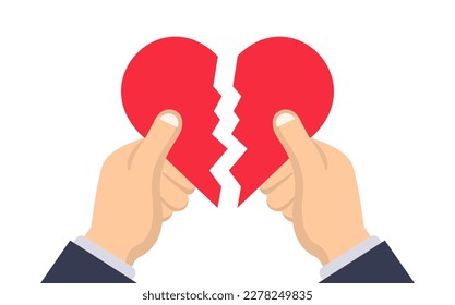 Holding Broken Heart In Hands Vector Illustration