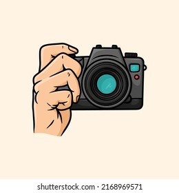 Holding the Camera With Single Hands Illustration Cartoon Vector