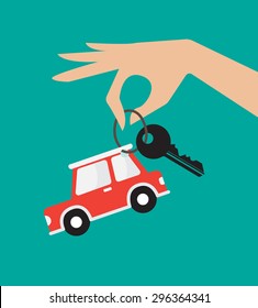 Holding car key , vector illustration