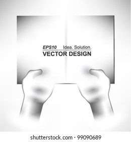 holding card with hand conceptual vector design