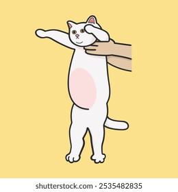 Holding Cat Meme Sticker Vector Cute Illustration