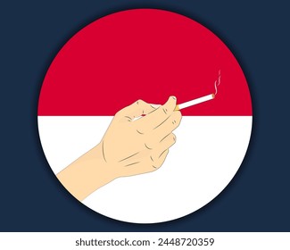 Tener un cigarrillo con la bandera de Mónaco, fumar y la idea de la adicción, fumar adictivo en Mónaco, mal hábito y mal hábito, quemar el diseño del Vector del cigarrillo, fumar problema del tabaco