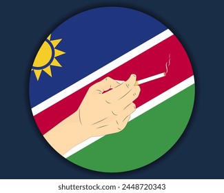 Tener un cigarrillo con la bandera de Namibia, fumar y la idea de la adicción, fumar adictivo en Namibia, mal hábito y mal hábito, quemar el diseño del Vector del cigarrillo, fumar el problema del tabaco