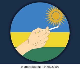 Tener un cigarrillo con la bandera de Ruanda, fumar y la idea de la adicción, fumar adictivo en Ruanda, mal hábito y mal hábito, quemar el diseño del Vector del cigarrillo, fumar el problema del tabaco