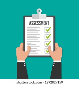 Holding Clipboard Checklist Assessment Flat Icon Stock Vector (Royalty ...