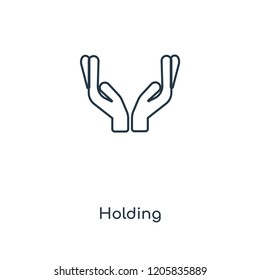 Holding concept line icon. Linear Holding concept outline symbol design. This simple element illustration can be used for web and mobile UI/UX.