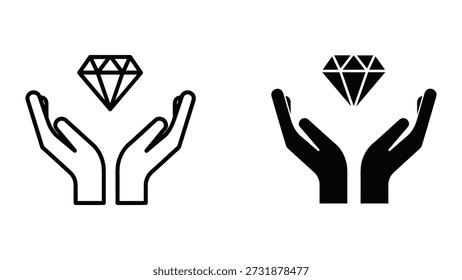 Halten eines Diamanten mit beiden Händen