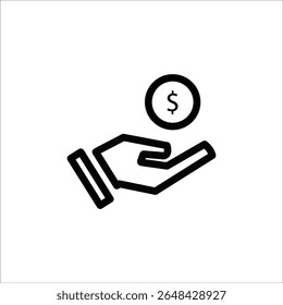 holding dollar money. line simple vector illustration