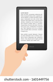 Holding ebook reader in hands