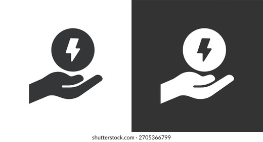 Holding Electrical Power icon. Solid glyph series icon