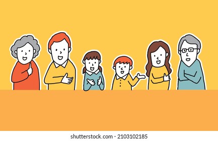 Holding a family meeting. Illustration of family communication concept.