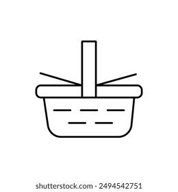 Holding food and tableware. Snacks packing. Thin line customizable illustration.