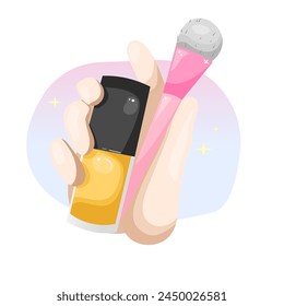 holding foundation make up tools and brushes