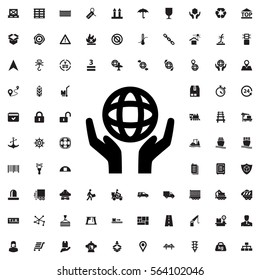 holding globe icon illustration isolated vector sign symbol