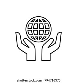 holding globe icon illustration isolated vector sign symbol