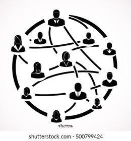 Holding globe, social network icon, vector illustration. Flat design style
