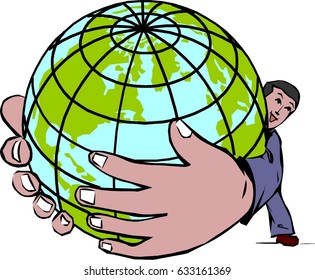 Holding globe vector
