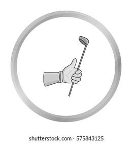 Holding of a golf club icon in monochrome style isolated on white background. Golf club symbol stock vector illustration.