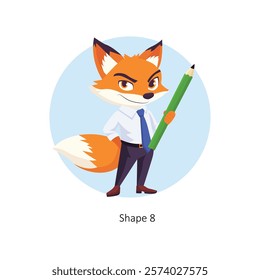 Holding green pencil vector character illustration. EPS 10 File