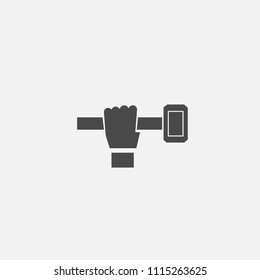 Holding hammer vector icon