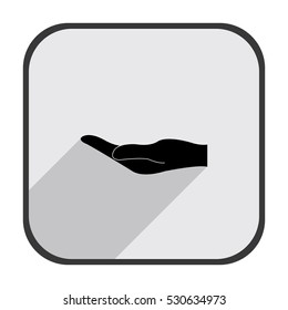 Holding hand - black vector icon with  long shadow