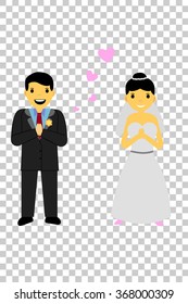 Holding Hand Bride Couple at transparent effect background
