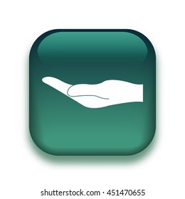 holding hand icon - glossy vector button