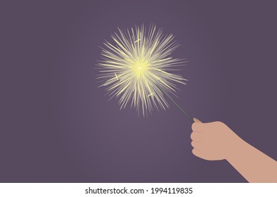 holding hand with light flare